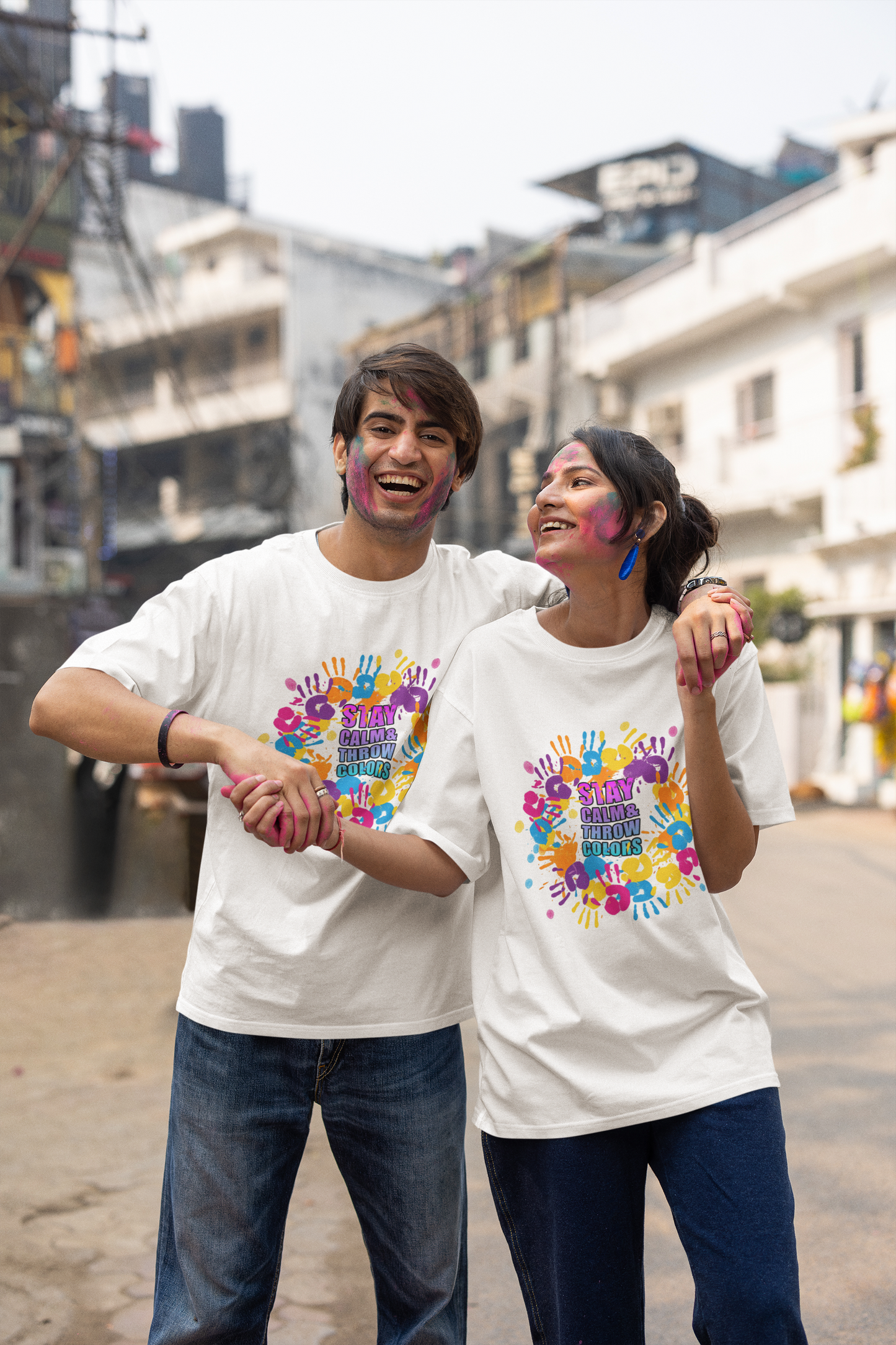 Unisex Holi T-Shirt - Stay Calm Throw Colors