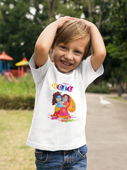 Boy's Holi T-Shirt - Happy Holi Radha Krishna