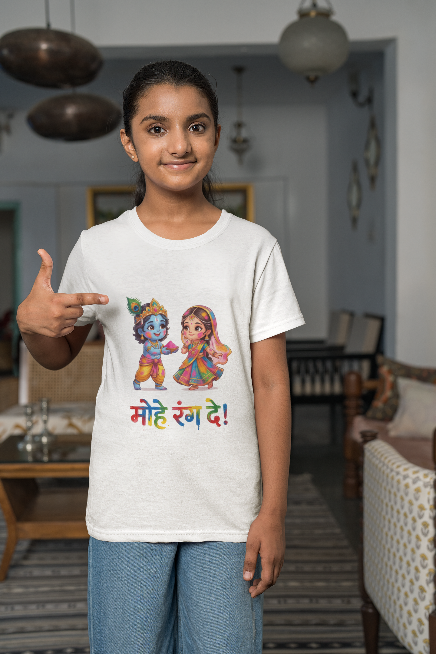 Girl's Holi T-Shirt - Mohe Rang De