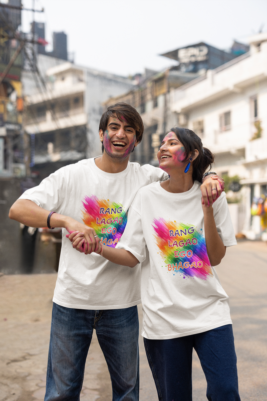 Unisex Holi T-Shirt - Rang Lagao Ego Bhagao
