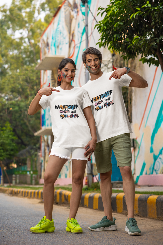 Unisex Holi T-Shirt - Whatsapp Chor Aur Holi Khel