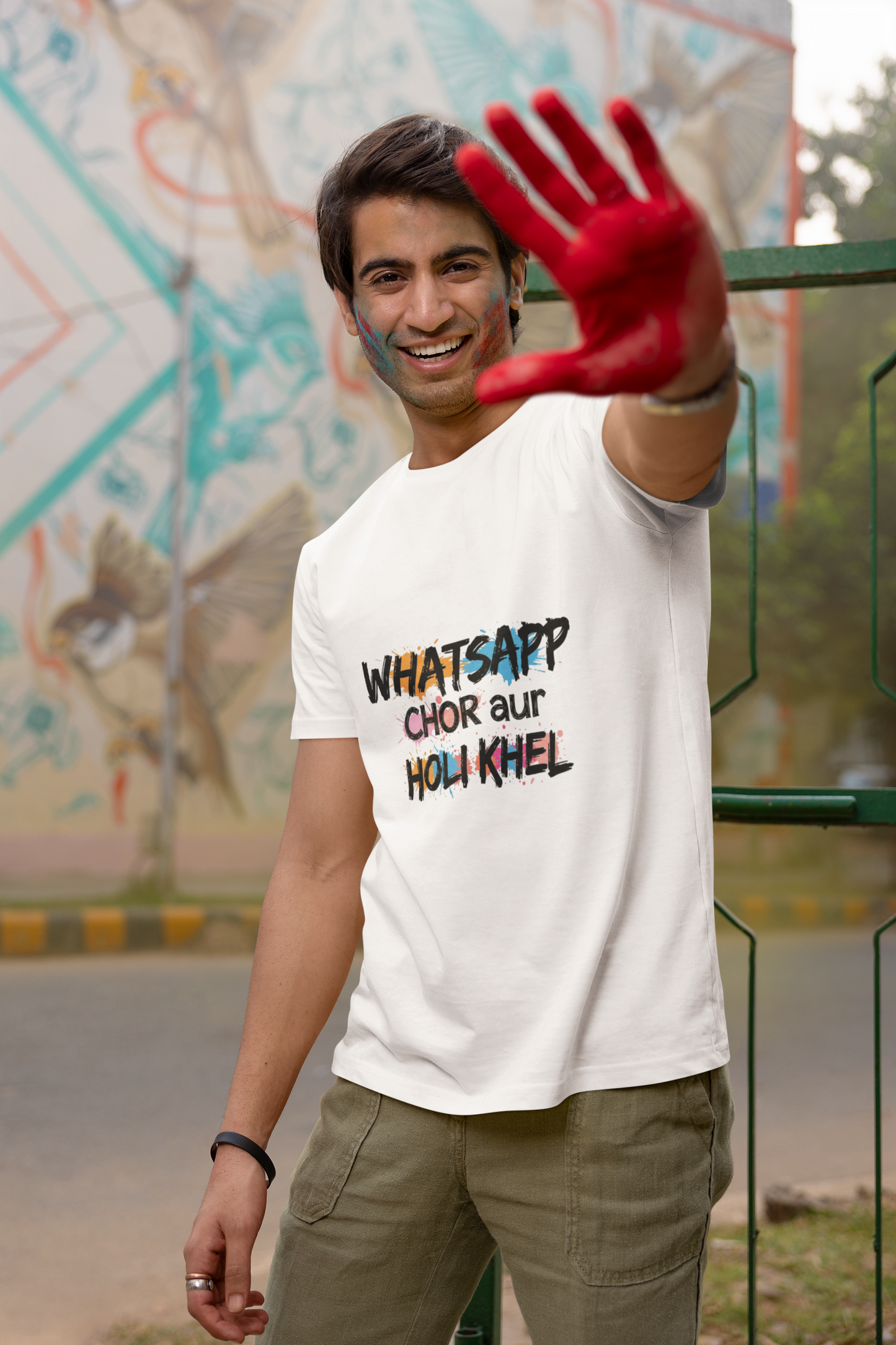 Unisex Holi T-Shirt - Whatsapp Chor Aur Holi Khel